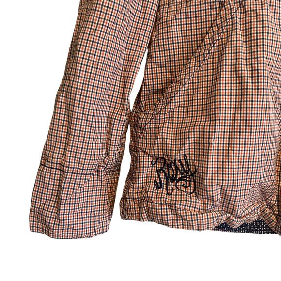 Womens Roxy White Pink Checked Preppy Hooded Full Zip Light Jacket Size Large - Picture 10 of 16